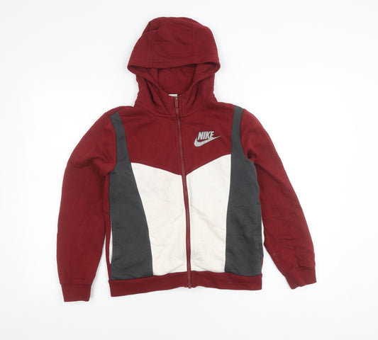 Nike Boys Red Grey White Track Jacket Hoodie Size 12 Years Full Zip