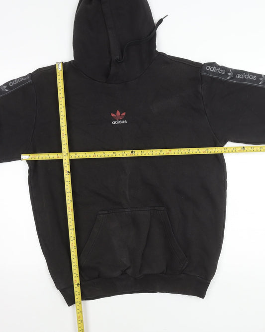 Adidas Mens Black Pullover Hoodie Medium Regular Fit Logo Sportswear