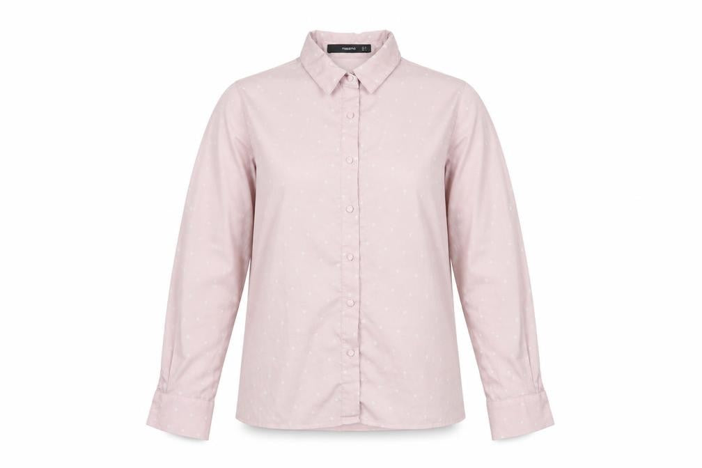 Madame Womens Pink Polka Dot Button-Up Shirt Size 10 Long Sleeve