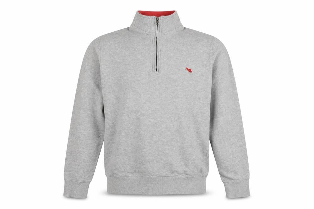 Jack Russell Men's Grey M 1/4 Zip Sweatshirt High Neck Logo