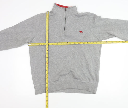 Jack Russell Men's Grey M 1/4 Zip Sweatshirt High Neck Logo