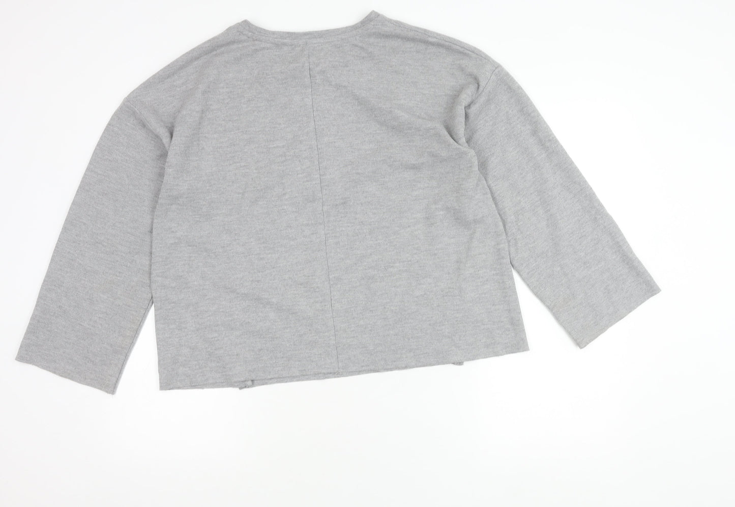 Zara Trafaluc Womens Grey Cotton Crew Neck Pullover Jumper Size 12