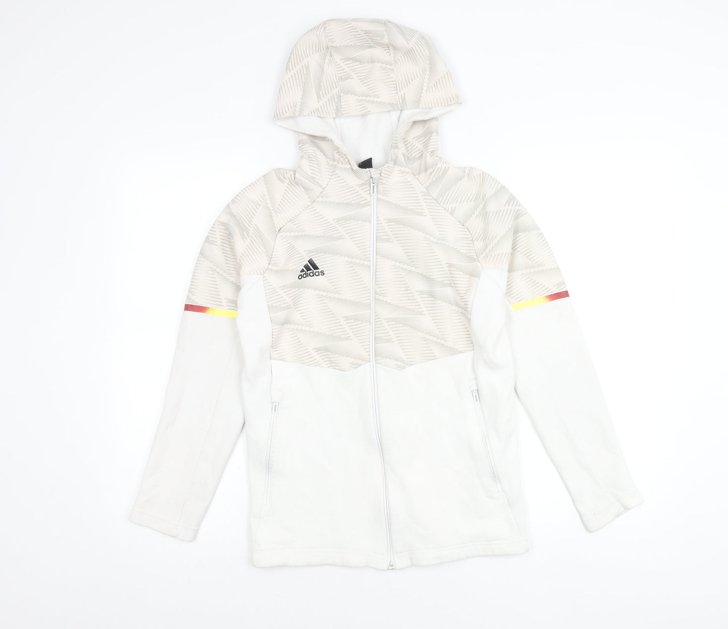 Adidas Boys White Track Jacket Hoodie 12 Years Full Zip Logo Sportswear