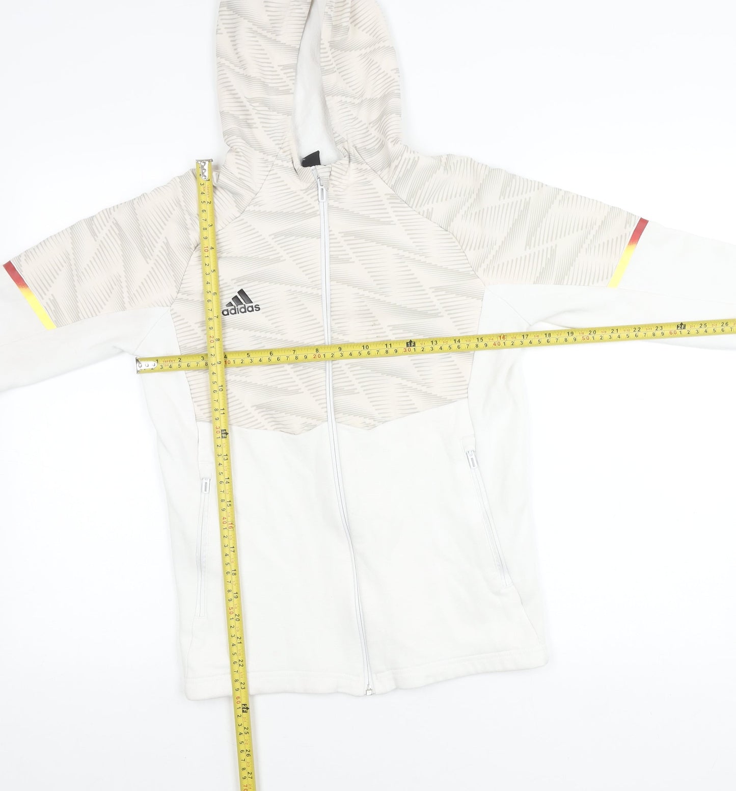 Adidas Boys White Track Jacket Hoodie 12 Years Full Zip Logo Sportswear