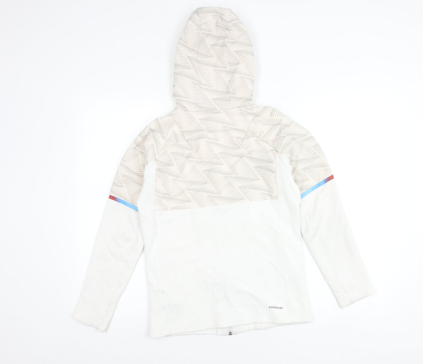 Adidas Boys White Track Jacket Hoodie 12 Years Full Zip Logo Sportswear