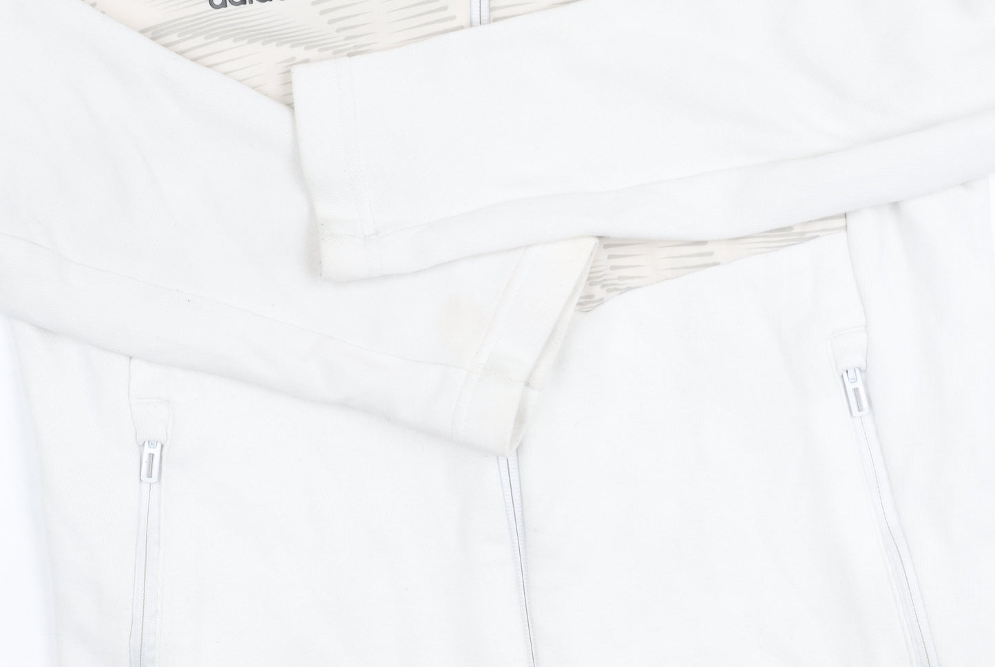 Adidas Boys White Track Jacket Hoodie 12 Years Full Zip Logo Sportswear