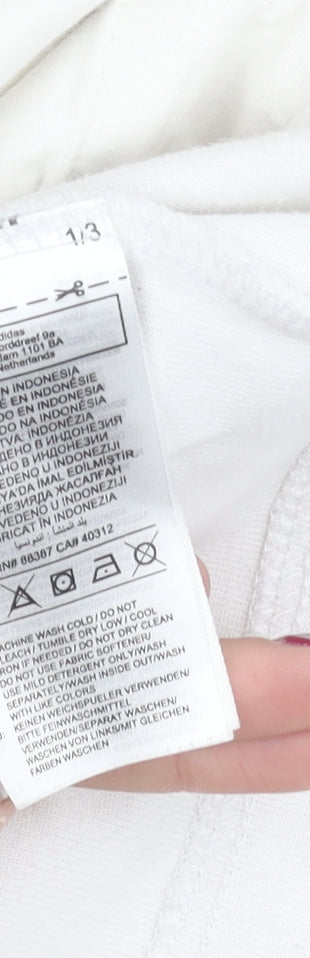 Adidas Boys White Track Jacket Hoodie 12 Years Full Zip Logo Sportswear