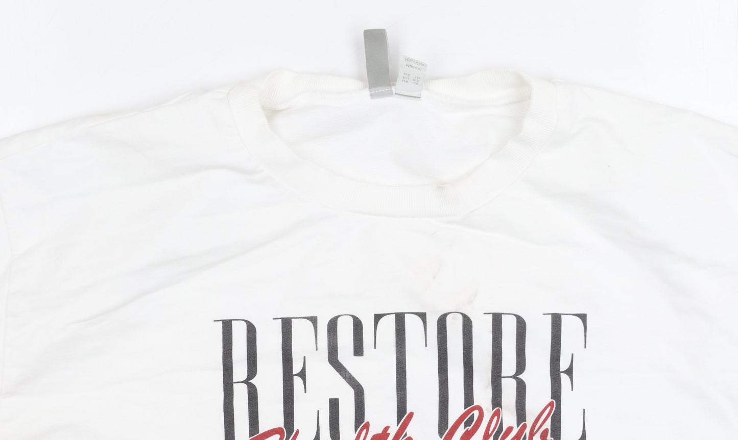 ASOS Women’s White Crew Neck Sweatshirt Size 14 Graphic Print