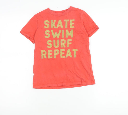 Lands' End Boys Red Graphic T-Shirt 8-9 Years Skate Surf Swim Crew Neck