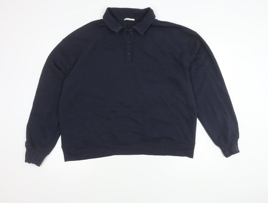 STR Men’s Blue XL Collared Henley Sweatshirt Long Sleeve Cotton Blend