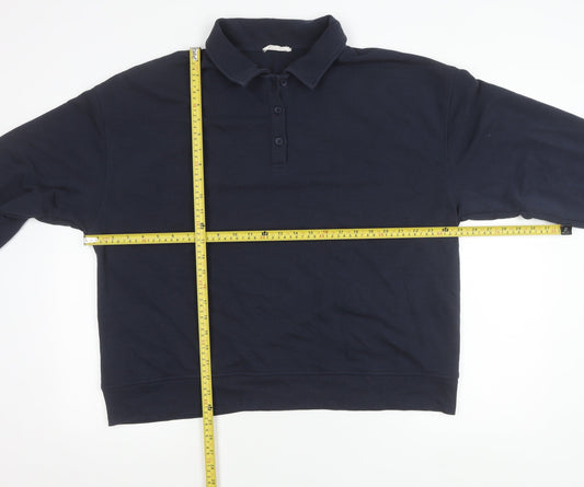 STR Men’s Blue XL Collared Henley Sweatshirt Long Sleeve Cotton Blend
