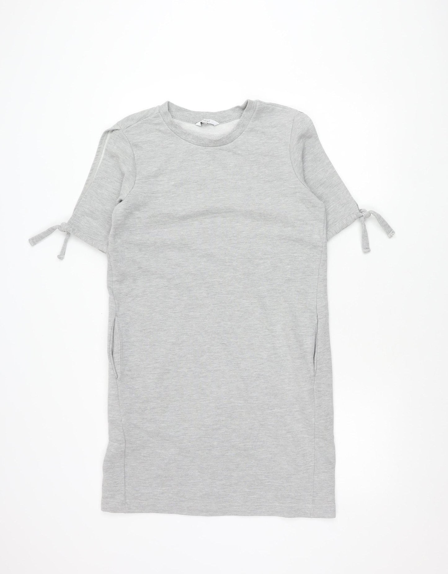 Next Women’s Grey Cotton Blend Tunic Jumper Size 10 Crew Neck