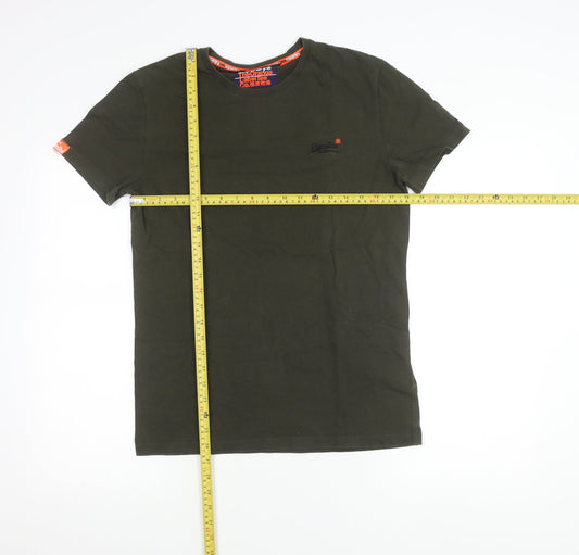 Superdry Men’s Green Slim Fit T-Shirt Medium Crew Neck Cotton