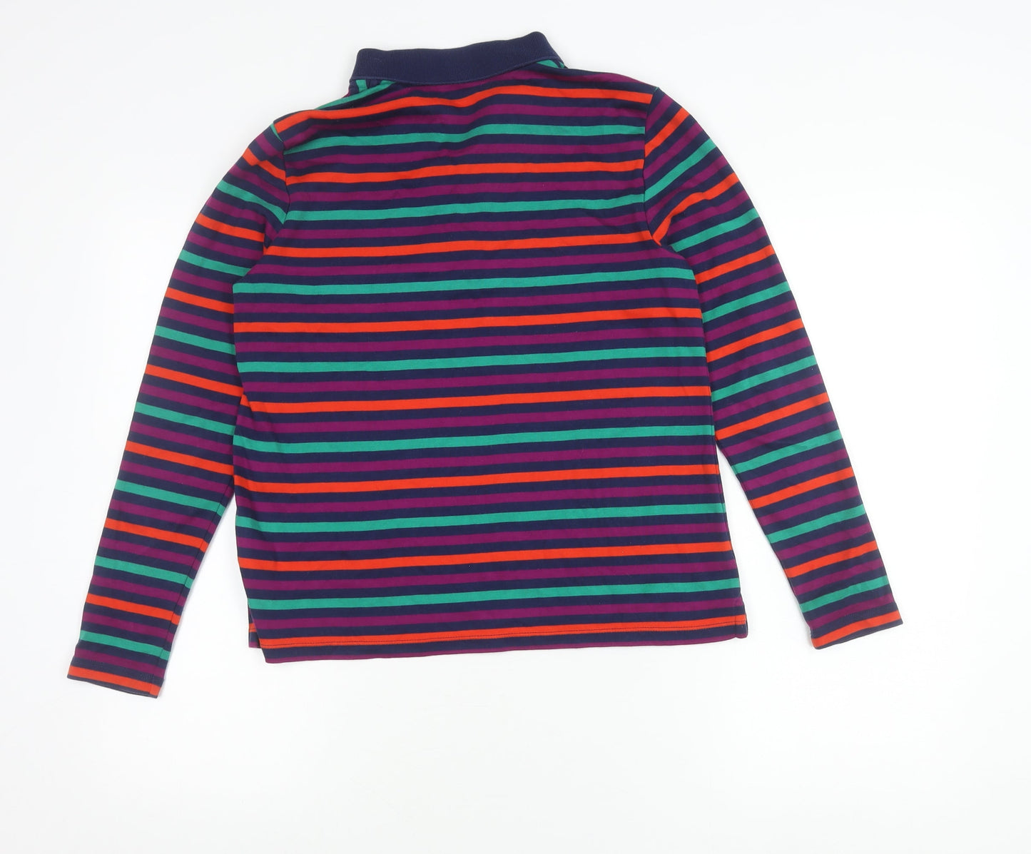 Lands' End Women Multicoloured Petite S Button-Up Jersey Cotton Top