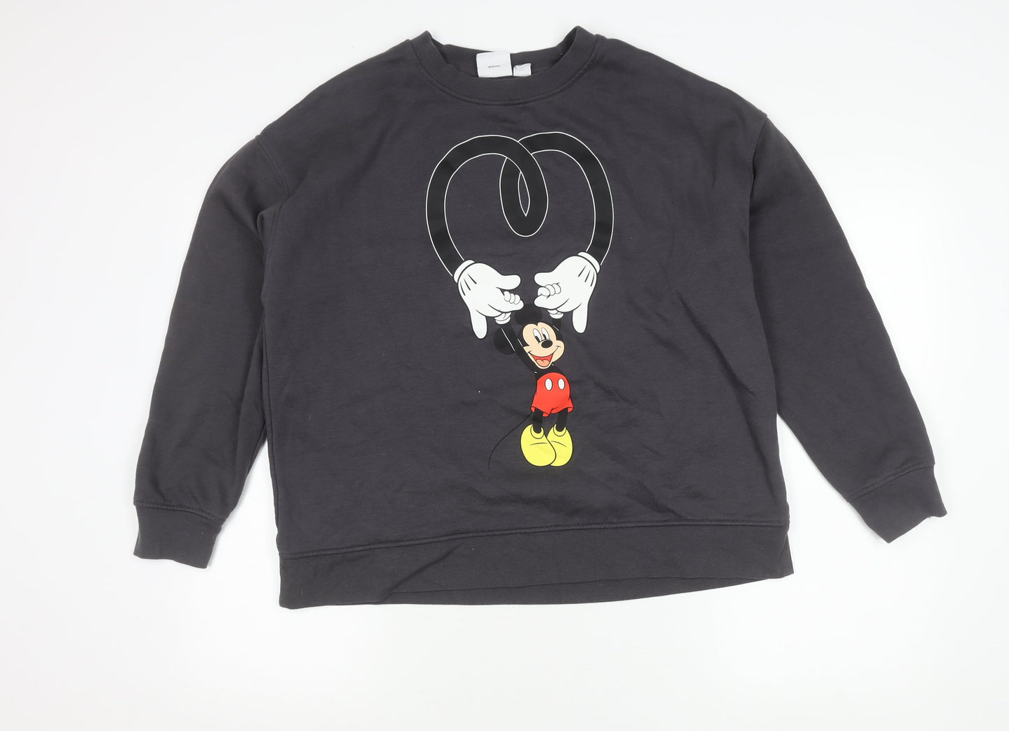 Disney Women Black L Sweatshirt Mickey Mouse Pullover Graphic Logo