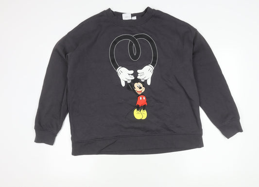 Disney Women Black L Sweatshirt Mickey Mouse Pullover Graphic Logo
