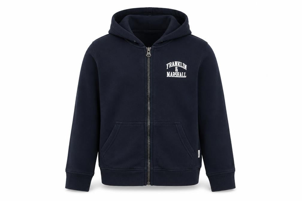 Front view of Franklin & Marshall girls’ blue 10-11 yrs zip hoodie jacket cotton blend