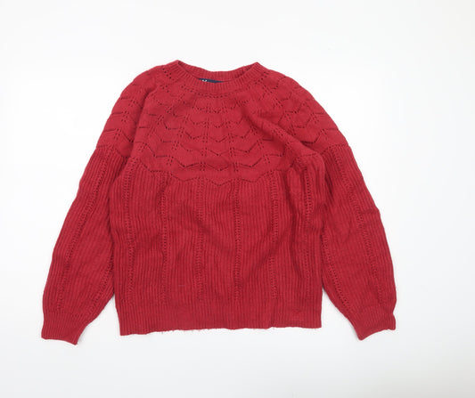Crew Clothing Company Women’s Red Knit Jumper Size 14 Pullover Winter