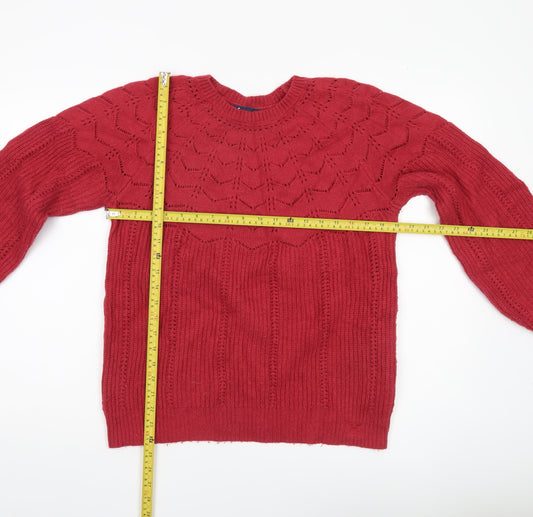 Crew Clothing Company Women’s Red Knit Jumper Size 14 Pullover Winter