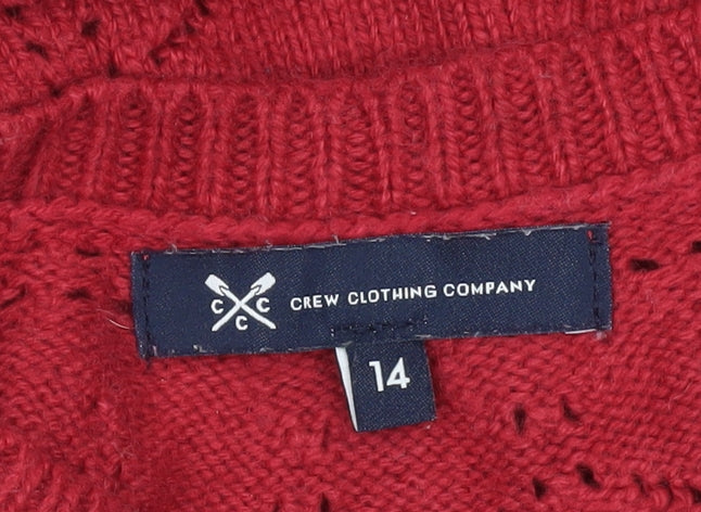 Crew Clothing Company Women’s Red Knit Jumper Size 14 Pullover Winter