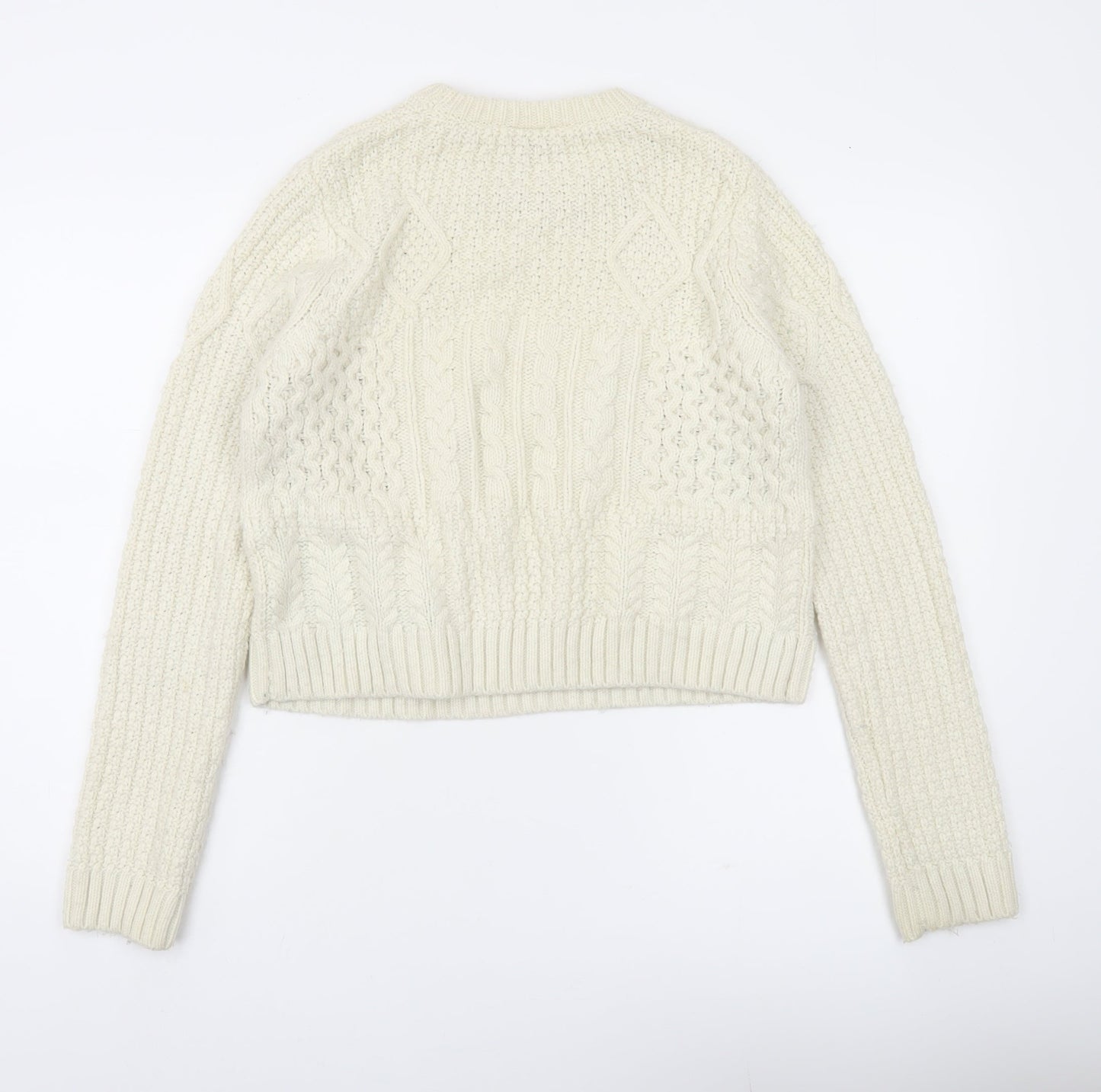 Topshop Women Ivory Cable-Knit Jumper UK 12 Regular Fit
