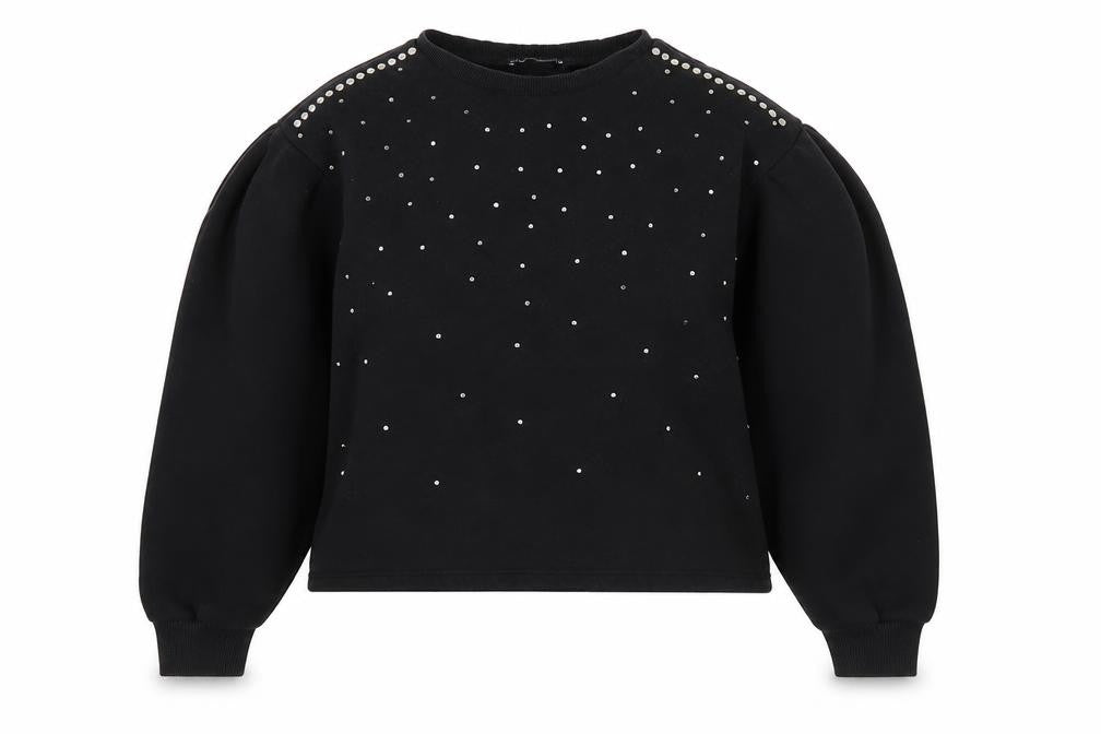 Zara Women Black Studded Pullover Sweatshirt Size S