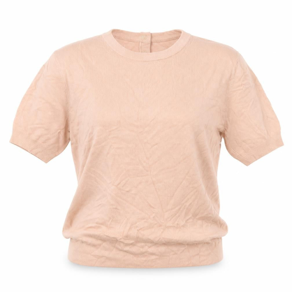 Zara Women’s Beige Crew Neck Short Sleeve Knit Jumper Size M