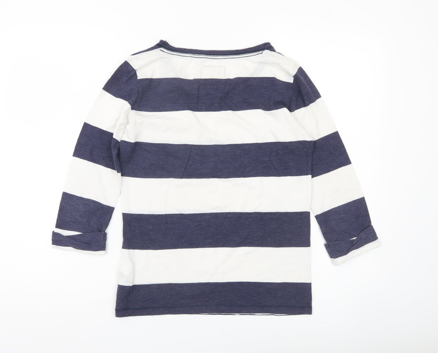 Hollister Womens XS Blue White Striped 3/4 Sleeve Scoop Neck T-Shirt
