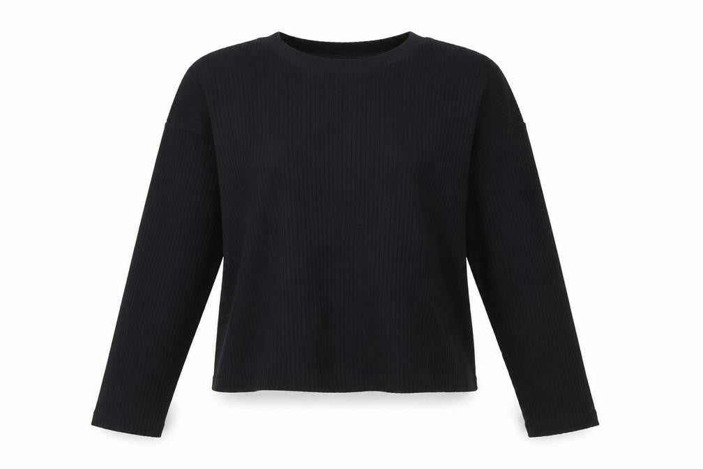 Time and Tru Womens Black Size L (12-14) Long Sleeve Basic T-Shirt