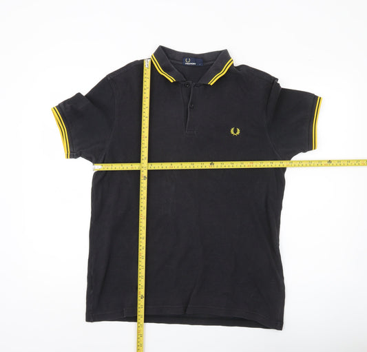 Fred Perry Men’s Black Polo Shirt L Cotton Short Sleeve Logo Trim