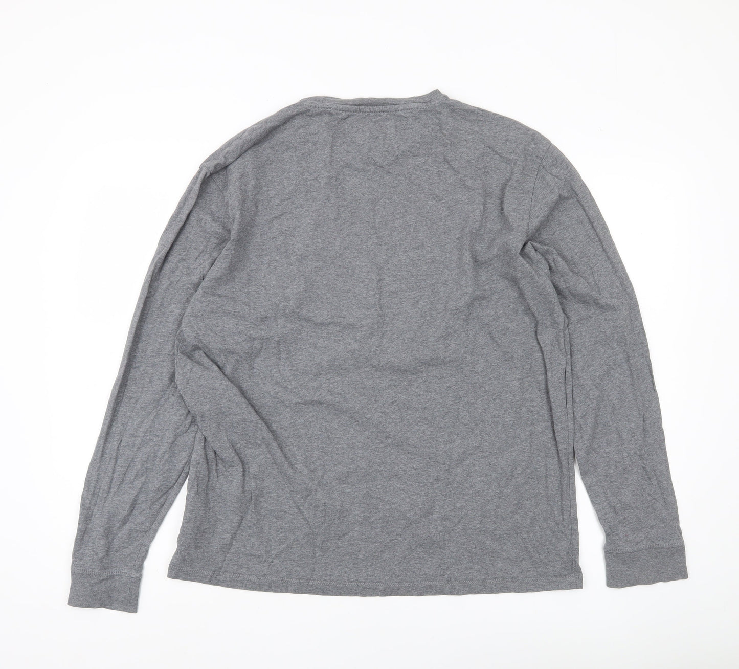 Tommy Jeans Men's Grey Long Sleeve Cotton T-Shirt Size L