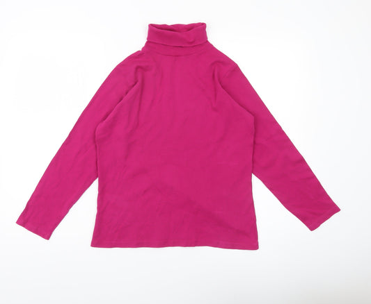 EWM Womens Pink Roll Neck Long Sleeve Cotton Top Size 14