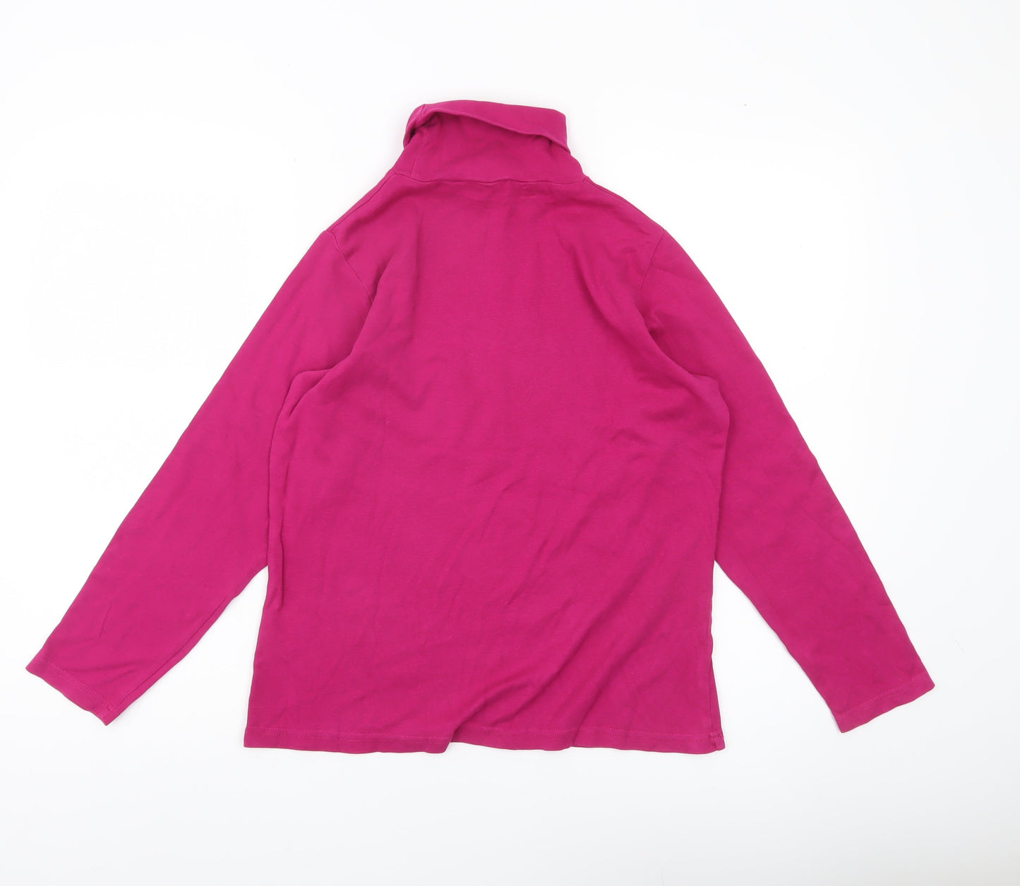 EWM Womens Pink Roll Neck Long Sleeve Cotton Top Size 14