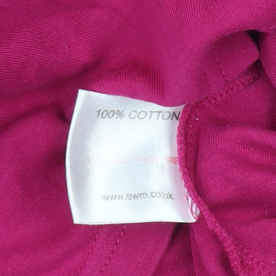 EWM Womens Pink Roll Neck Long Sleeve Cotton Top Size 14