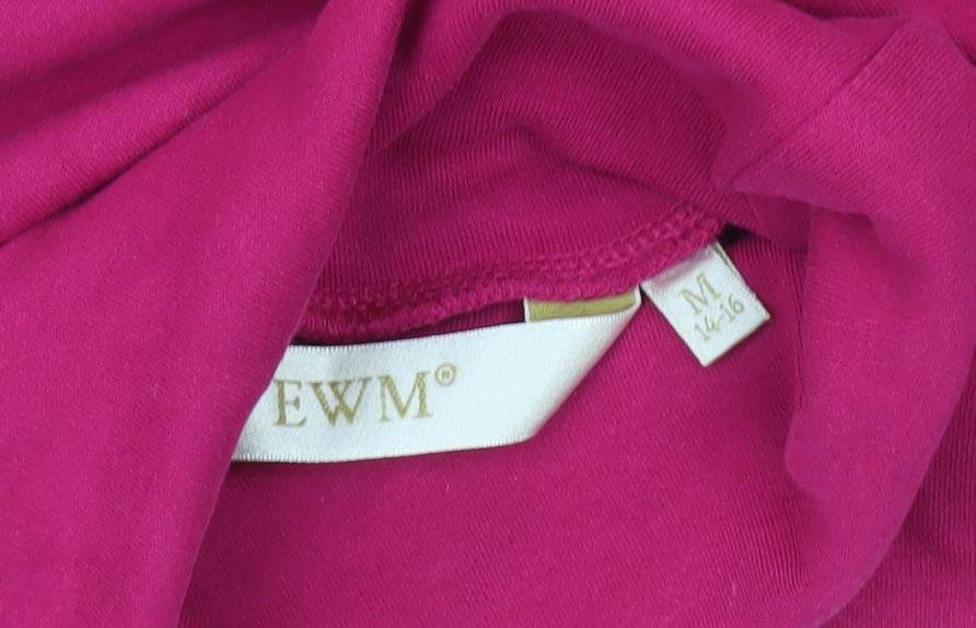 EWM Womens Pink Roll Neck Long Sleeve Cotton Top Size 14