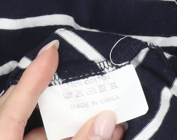 Crew Clothing Company Womens Blue Striped Cotton T-Shirt Size 12