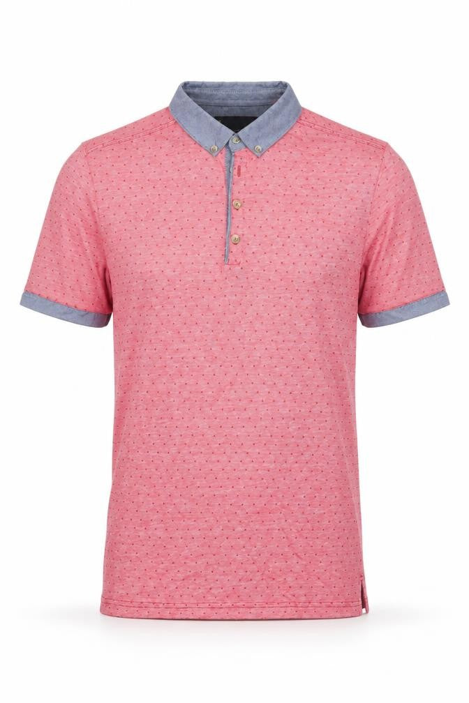 Next Men’s Red Polka Dot Cotton Polo Shirt Size S Short Sleeve