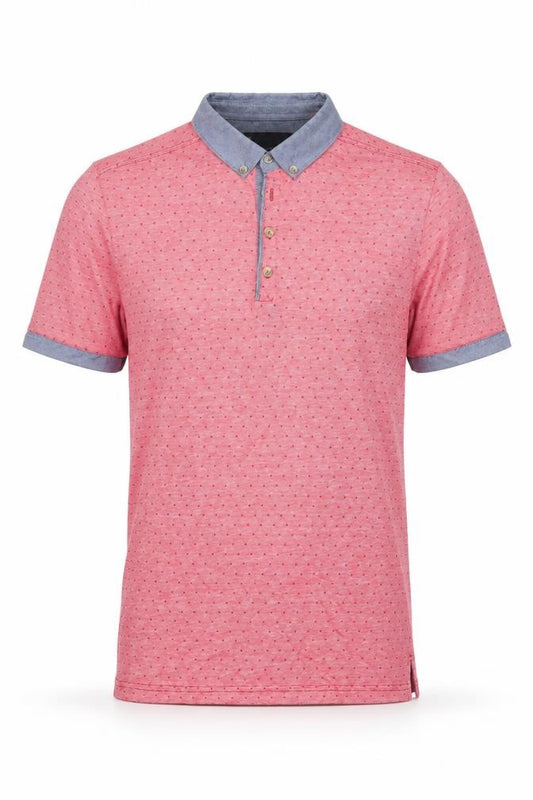 Next Men’s Red Polka Dot Cotton Polo Shirt Size S Short Sleeve