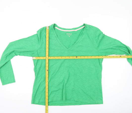 Boden Womens Green V-Neck Long Sleeve Cotton Jersey T-Shirt Size M
