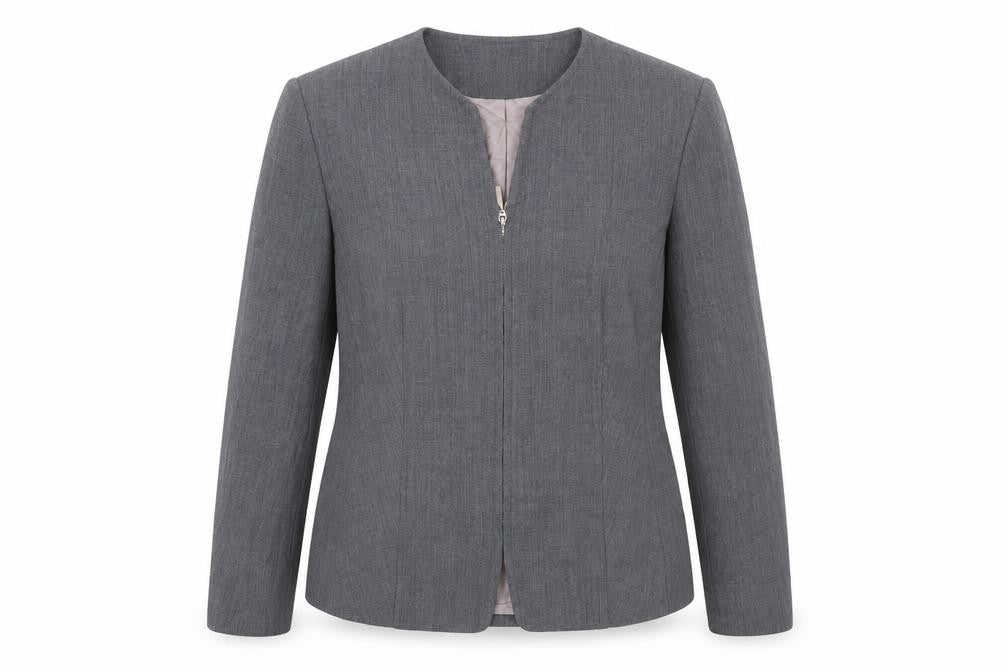J Taylor Women’s Grey Zip Blazer Jacket Size 16 Wool Blend Workwear