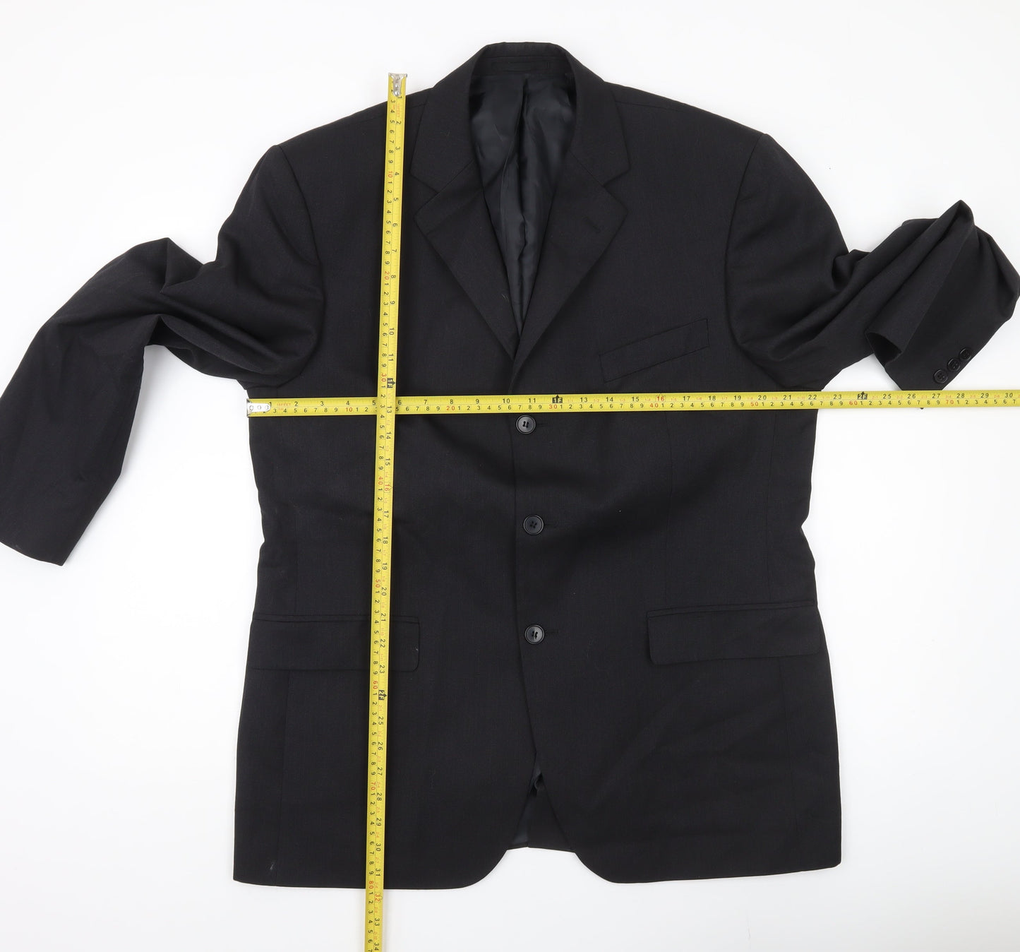 Burton Mens Black 42R Suit Jacket Notch Lapel Single-Breasted