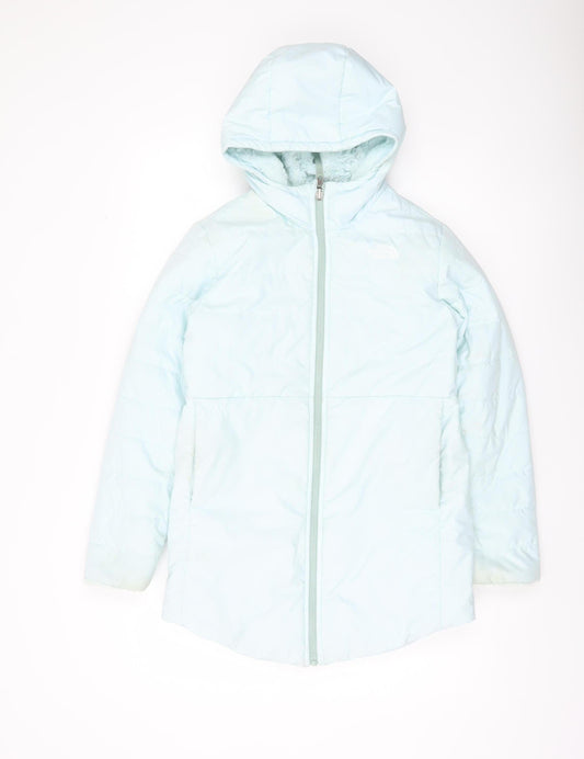 The North Face Girls Blue Hooded Puffer Jacket Size 14-15 Years
