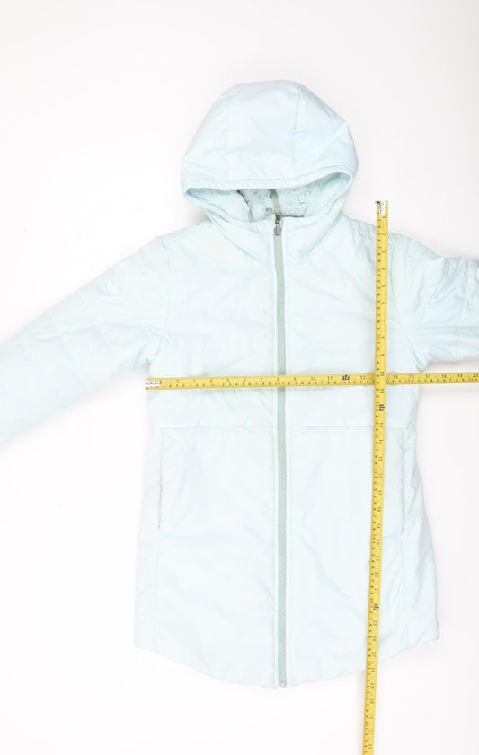 The North Face Girls Blue Hooded Puffer Jacket Size 14-15 Years