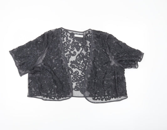 Windsmoor Women Black Sheer Kimono Blouse UK 22 Plus Size Party Top