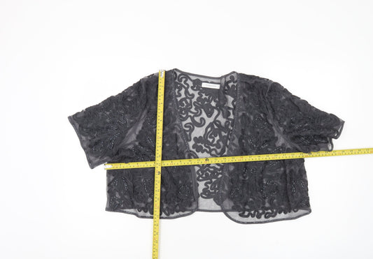 Windsmoor Women Black Sheer Kimono Blouse UK 22 Plus Size Party Top