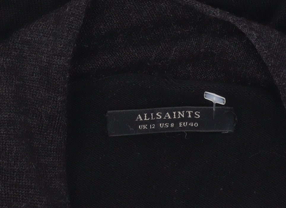 AllSaints Women’s Black Cardigan UK 12 Long Sleeve Lightweight Knit