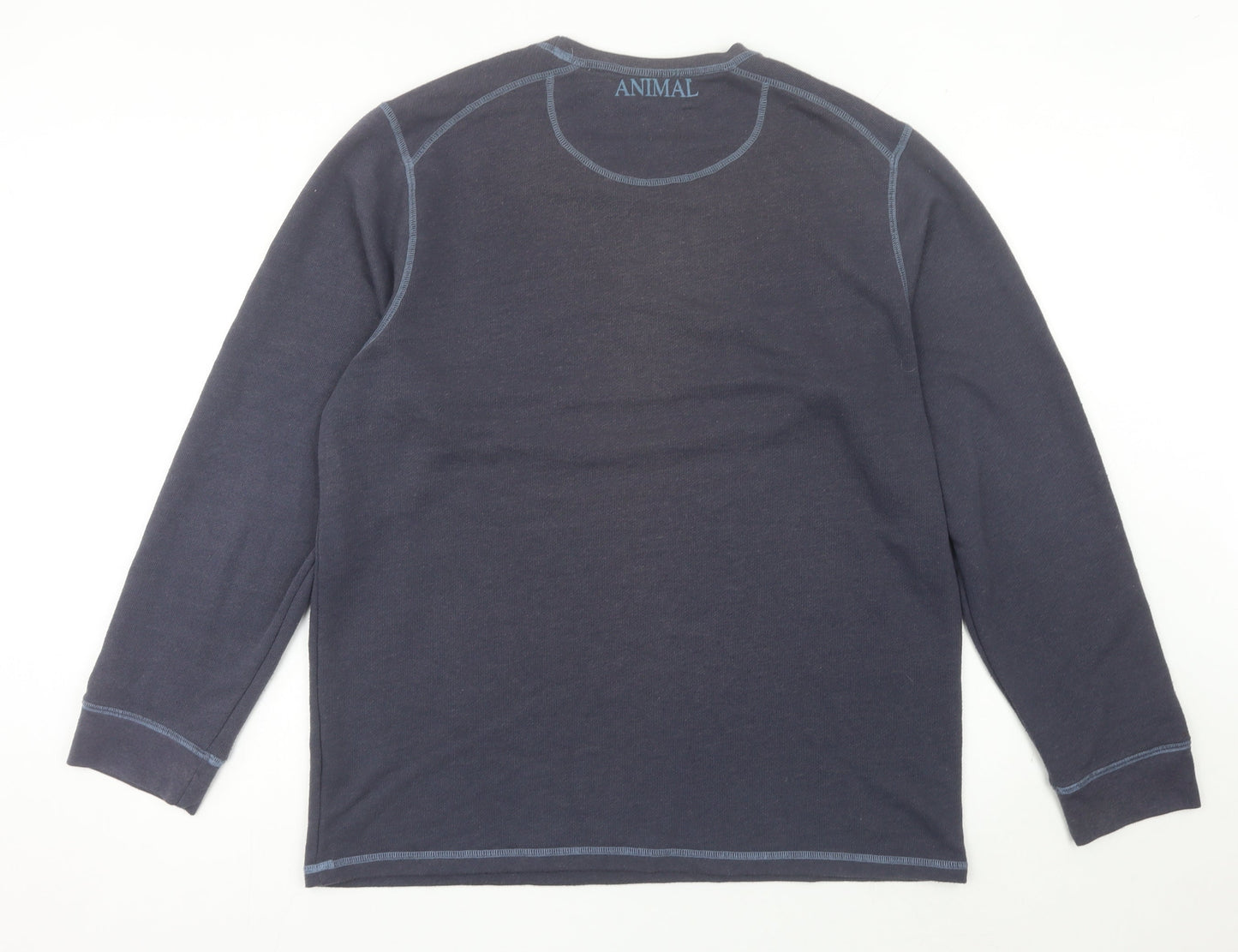 Animal Mens Blue Sweatshirt L Regular Fit Crew Neck Pullover