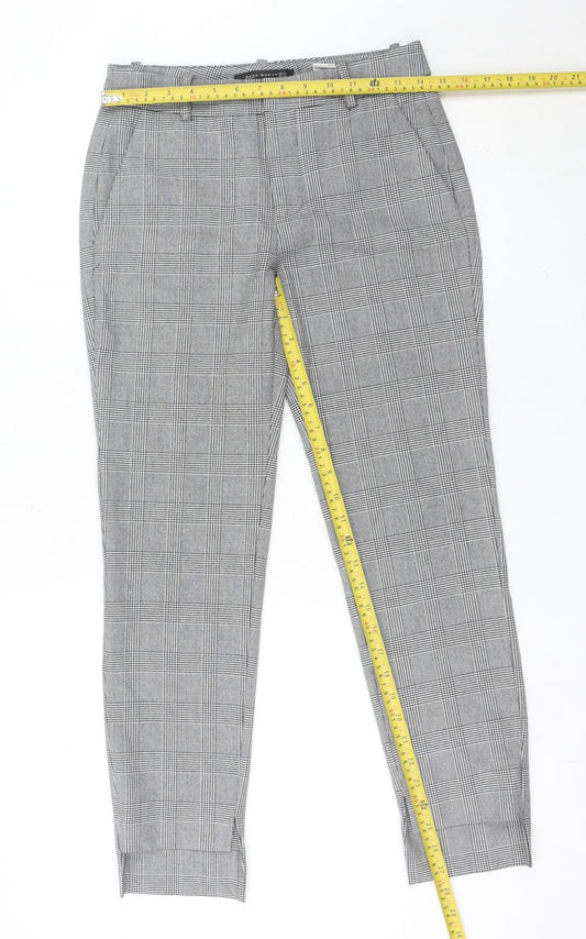 Zara Women Grey Check Slim Fit Tailored Trousers Size 6