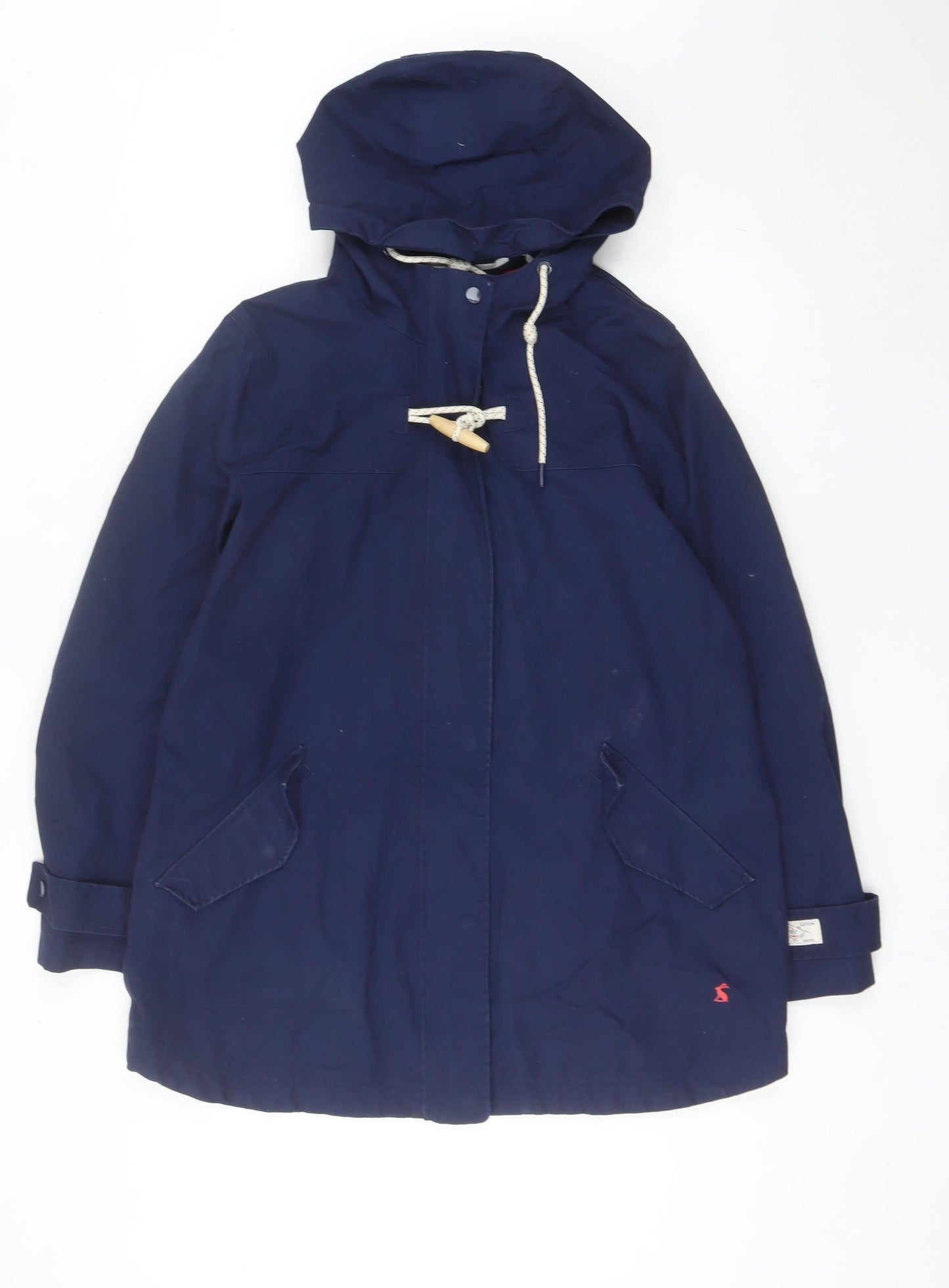 Joules Womens Blue Mid-Length Waterproof Rain Coat UK 14 Hooded Toggle