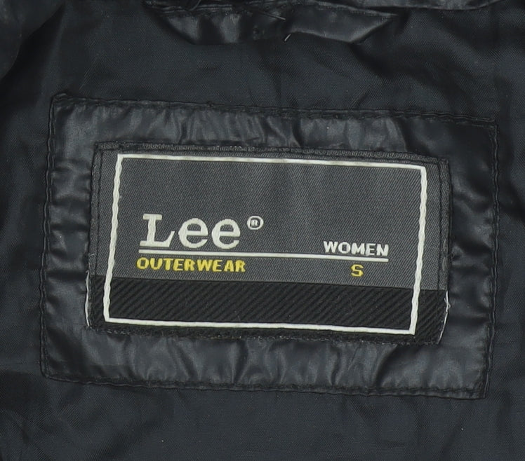Lee Women’s Black Puffer Jacket Size S Hooded Quilted Outerwear